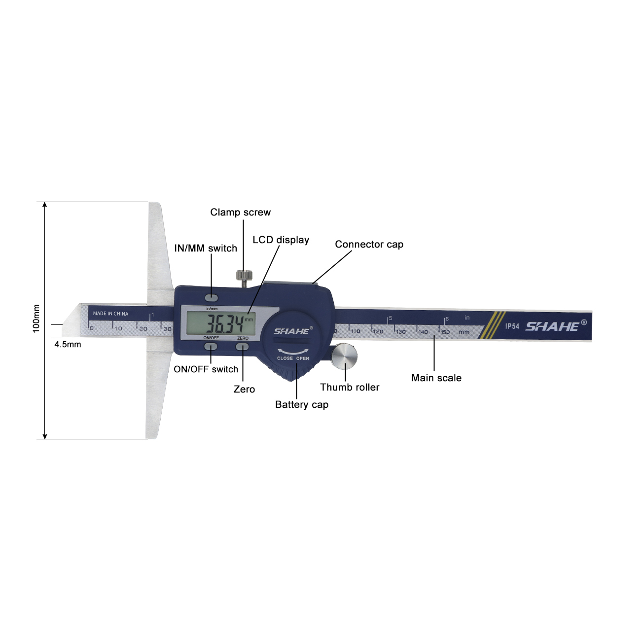 SHAHE Digital Depth Caliper 15 - Digital Caliper 150Mm Stainless Steel ulasan dan harga